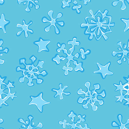 Christmas snowflakes on blue background. Seamless background. Vector illustrationのイラスト素材
