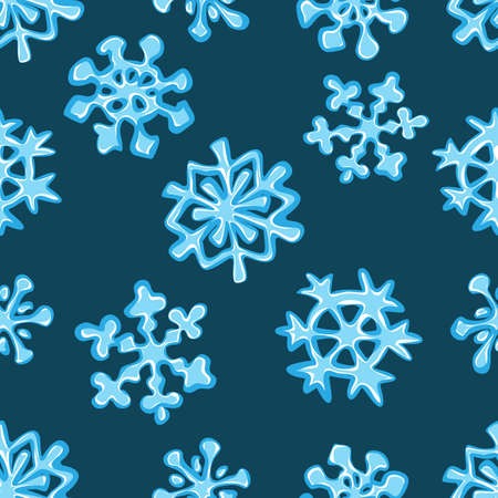 Christmas snowflakes on blue background. Seamless background. Vector illustrationのイラスト素材
