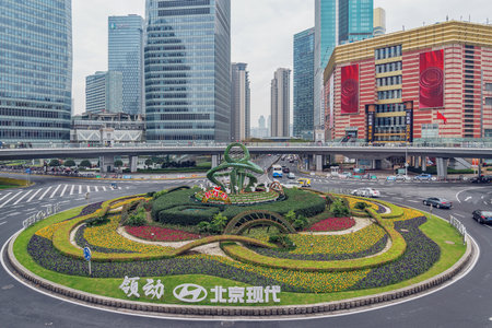 Shanghai, China - January 02, 2017: View of Shanghai city center at morning time.