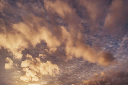 Amazing cloudscape on the sky at sunset time after rain.の写真素材