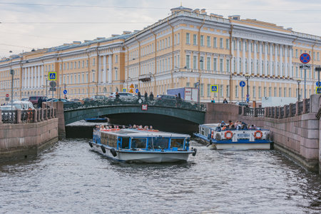 Saint Petersburg, Russia - October 05, 2021: Streets along the Moyka river.のeditorial素材