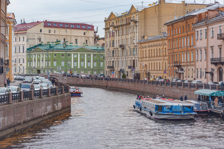 Saint Petersburg, Russia - October 05, 2021: Streets along Moyka river.のeditorial素材