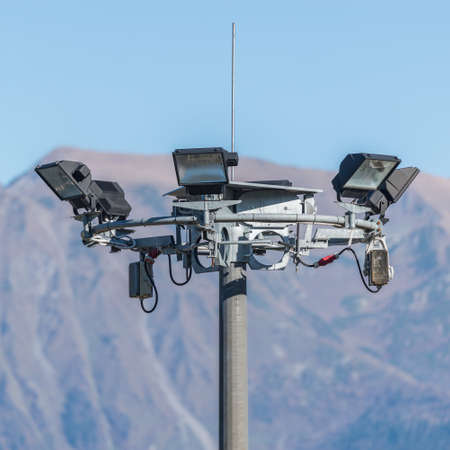 Professional lighting equipment for the mountain stadium.の写真素材