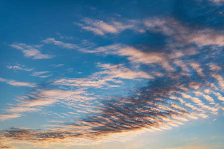 Amazing cloudscape on the sky at sunset time after rain.