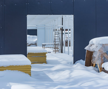 View of the construction site at winter day time.の写真素材