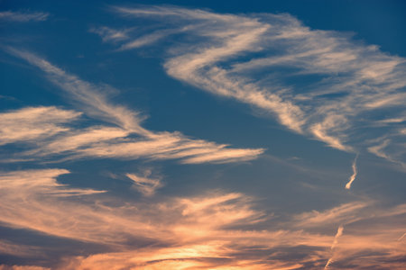 Amazing cloudscape on the sky at sunset time after rain.の写真素材