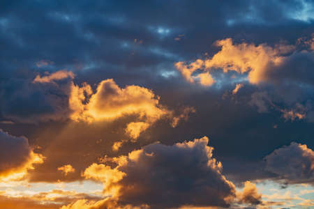 Evening sunset cloudscape after the thunderstorm.の写真素材