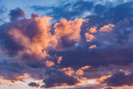 Evening sunset cloudscape after rain.の写真素材