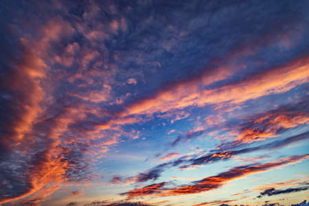Evening sunset cloudscape after rain.の写真素材