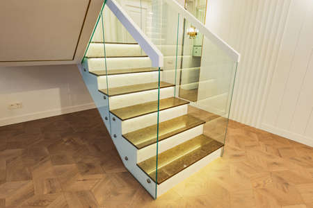 Marble stairway to the second floor of the private house.の写真素材
