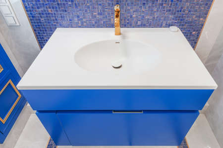 White sink in the new luxury bathroom.の写真素材