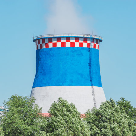 Cooling tower of the thermoelectric power station.