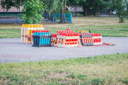 Charges in the launcher for fireworks.
