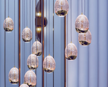 Lamps of the luster inside of the flat.の写真素材
