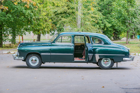 Moscow, Russia - September 17, 2022: Retro car on the city street.のeditorial素材