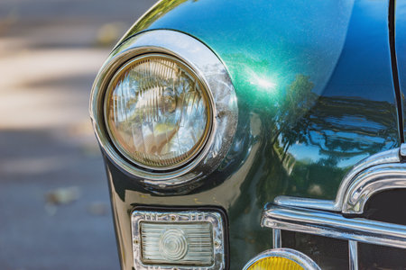 Headlights of the retro car.