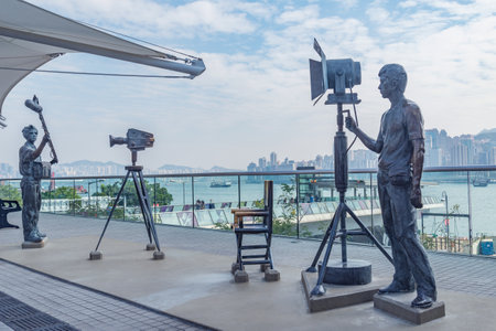 Hong Kong - December 14, 2016: Statues at Avenue of Stars in Tsim Sha Tsui.のeditorial素材