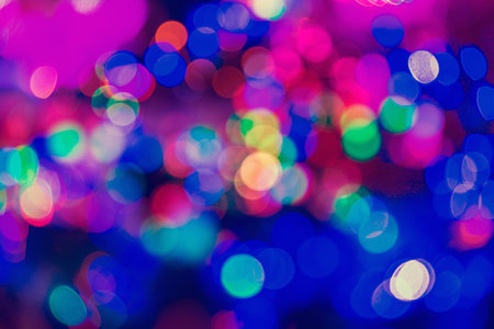 Blurred colorful lights of the christmas shop.の写真素材