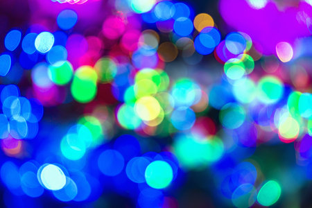 Blurred colorful lights of the christmas shop.の写真素材