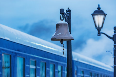 Station bell on the passenger platform.の写真素材