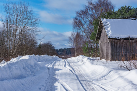 Road of the countryside at winter day.の写真素材