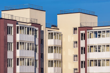 Apartment building at summer evening time.の写真素材