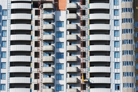 Building exterior view at housing construction time.の写真素材