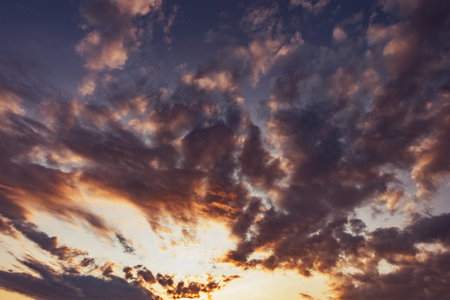 Amazing cloudscape on the sky at sunset.の写真素材
