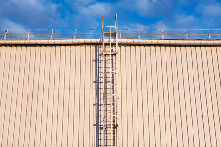 Stairway to the roof of the store.の写真素材