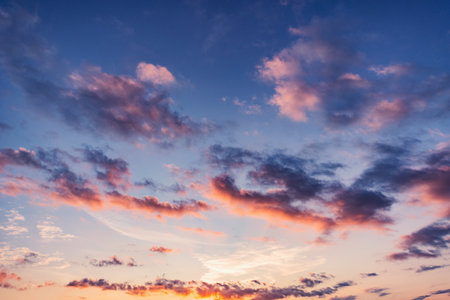 Amazing cloudscape on the sky at sunset.の写真素材