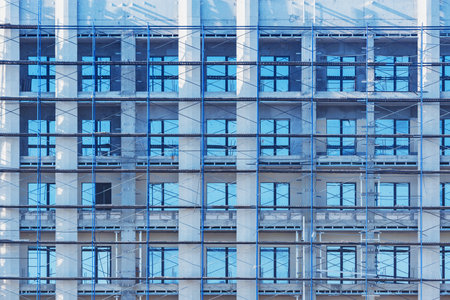 Building exterior view at housing construction time.の写真素材