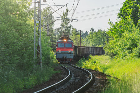 Freight train arrives to the station,の写真素材