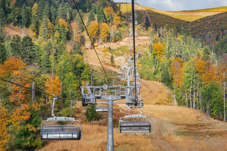 Cable car way in the mountain resort.の写真素材