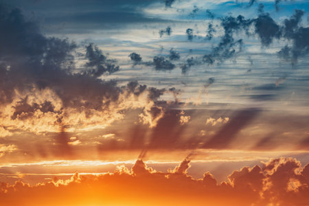 Amazing cloudscape on the sky at sunset.の写真素材