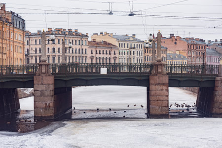 Bridge above Fontanka river in the historical city center.の写真素材