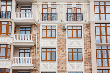 Penthouse apartment balconies and windows.の写真素材