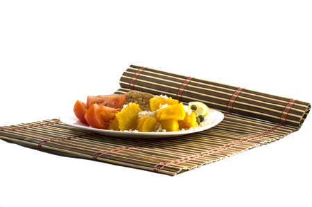 vegetarian food on a rugの写真素材