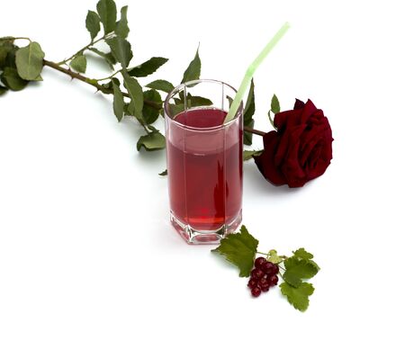 tall glass of juice, the scarlet rose and currantの写真素材