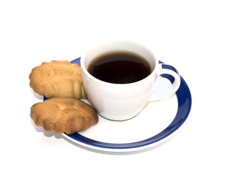 cup with black coffee and two cookies on a saucer, the isolated image a subject food and drinksの写真素材