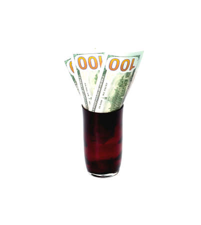 money in a glass on a white background, in the form of a flower, isolate, a subject business and...