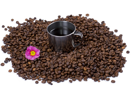 grains of black coffee, inside cup of coffee, subject drinks and holidaysの写真素材