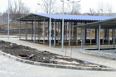 construction of a new dog shelter, the theme of charity and mercy, animal shelter, dog rescue, volunteer workの写真素材