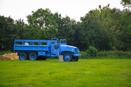 Normandy, France; 4 June 2014: Normandy, France; 4 June 2014: Vintage U.S. army WWII truck on displayのeditorial素材