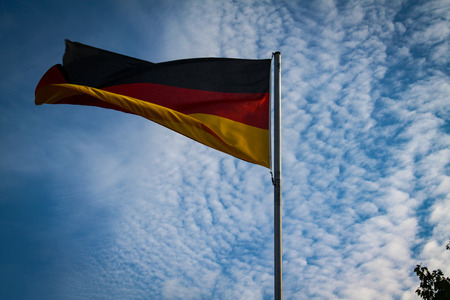 Orglandes,Normandy, France; 4 June 2014: Orglandes Cemetery. German cemetery in Normandy for German combatants during the Second World War. Germany Flag.のeditorial素材
