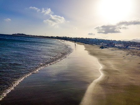 Los Pocillos beach at sunset. Lanzarote, Canary Islands, Spainの写真素材
