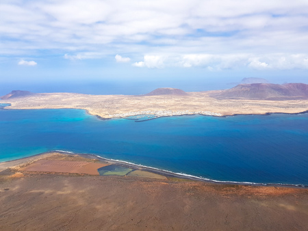 Panoramic view of Graciosa Island from Mirador del Rio. Lanzarote. Canary Islands. Spainの写真素材