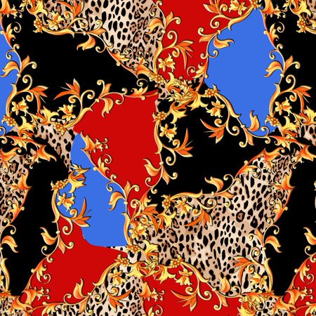 Colorful Pattern Study, Leopard, Zebra, Camouflage and Dress Designs. Textile, Fabric, Pillow and Modern Collage Pattern, gorgeous patterns to be printed on digital print dress leopard zebra baroqueのeditorial素材