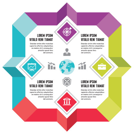 Infographic Business Concept for Presentation - Vector Scheme with Icons in Flat Design Style のイラスト素材