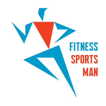 Fitness Sports Man - running man - vector logo sign design template  Business company, fitness center, sport club creative concept icon のイラスト素材