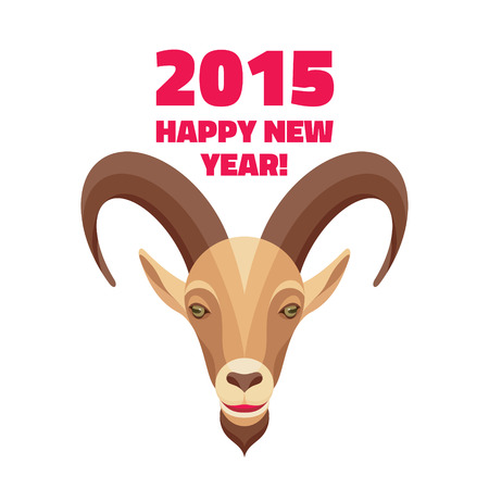 Goat - Merry Christmas and Happy New Year illustration. Abstract geometric goat logo illustration. Image symbol of 2015 year of the goat.のイラスト素材